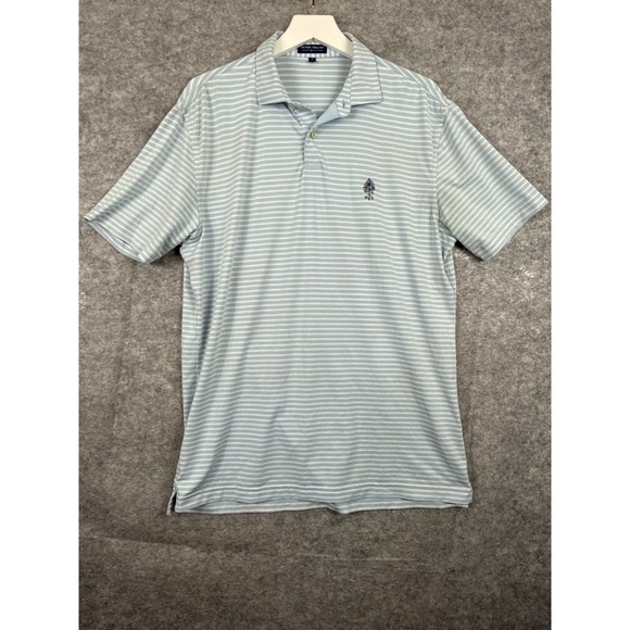 Peter Millar Crown Crafted Mens Medium Polo Shirt Blue White Striped Plymouth CC - Picture 5 of 10